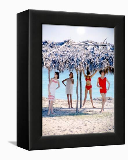 June 1956: Girls Modeling Beach Fashions in Cuba-Gordon Parks-Framed Premier Image Canvas