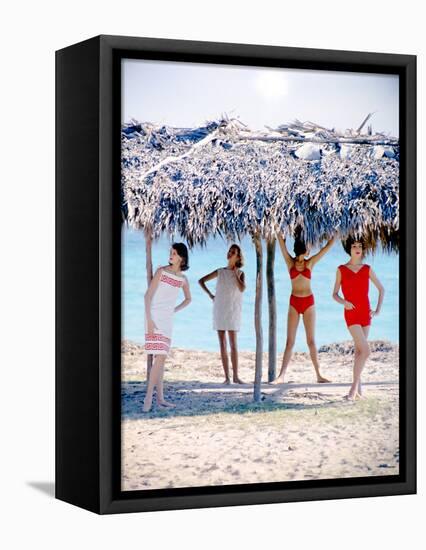 June 1956: Girls Modeling Beach Fashions in Cuba-Gordon Parks-Framed Premier Image Canvas