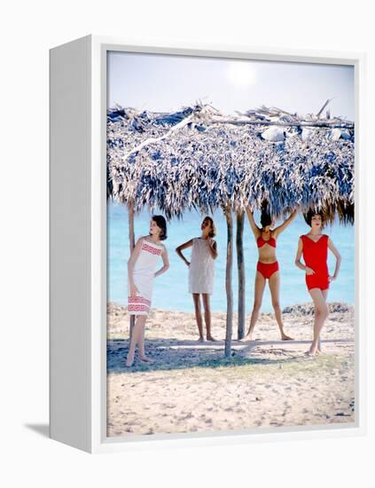 June 1956: Girls Modeling Beach Fashions in Cuba-Gordon Parks-Framed Premier Image Canvas