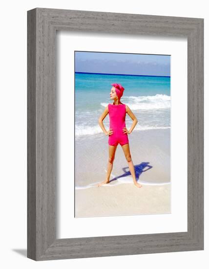 June 1956: Woman Modeling Beach Fashions in Cuba-Gordon Parks-Framed Photographic Print