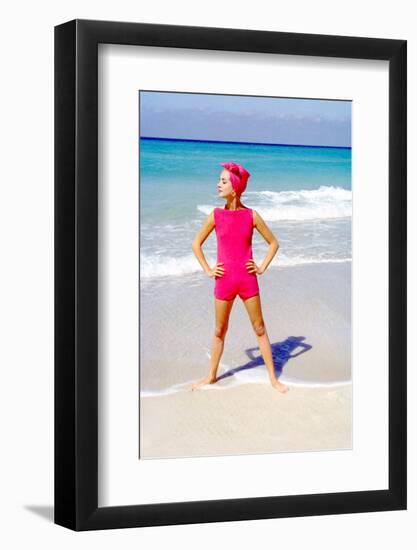 June 1956: Woman Modeling Beach Fashions in Cuba-Gordon Parks-Framed Photographic Print