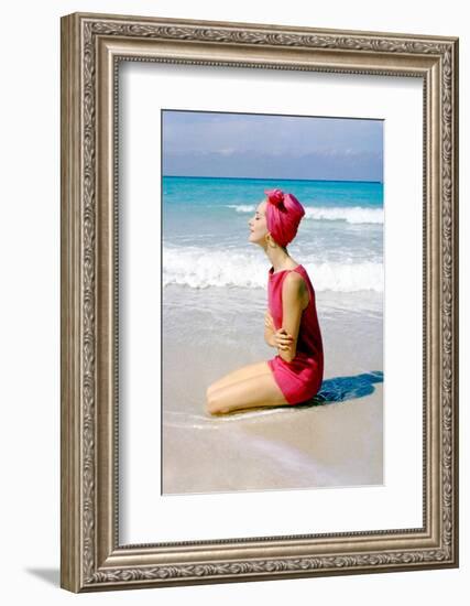 June 1956: Woman Modeling Beach Fashions in Cuba-Gordon Parks-Framed Photographic Print