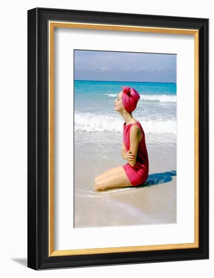 June 1956: Woman Modeling Beach Fashions in Cuba-Gordon Parks-Framed Photographic Print