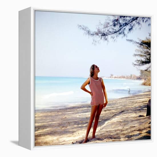 June 1956: Woman Modeling Beach Fashions in Cuba-Gordon Parks-Framed Premier Image Canvas