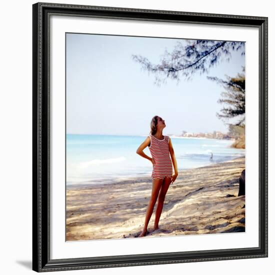 June 1956: Woman Modeling Beach Fashions in Cuba-Gordon Parks-Framed Photographic Print