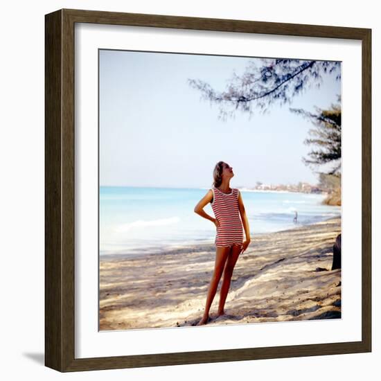 June 1956: Woman Modeling Beach Fashions in Cuba-Gordon Parks-Framed Photographic Print