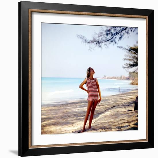 June 1956: Woman Modeling Beach Fashions in Cuba-Gordon Parks-Framed Photographic Print