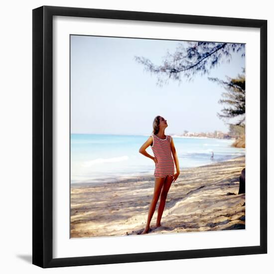 June 1956: Woman Modeling Beach Fashions in Cuba-Gordon Parks-Framed Photographic Print