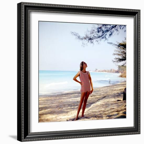 June 1956: Woman Modeling Beach Fashions in Cuba-Gordon Parks-Framed Photographic Print