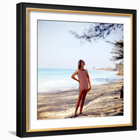 June 1956: Woman Modeling Beach Fashions in Cuba-Gordon Parks-Framed Photographic Print