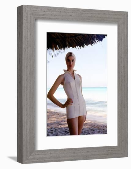 June 1956: Woman Modeling Beach Fashions in Cuba-Gordon Parks-Framed Photographic Print