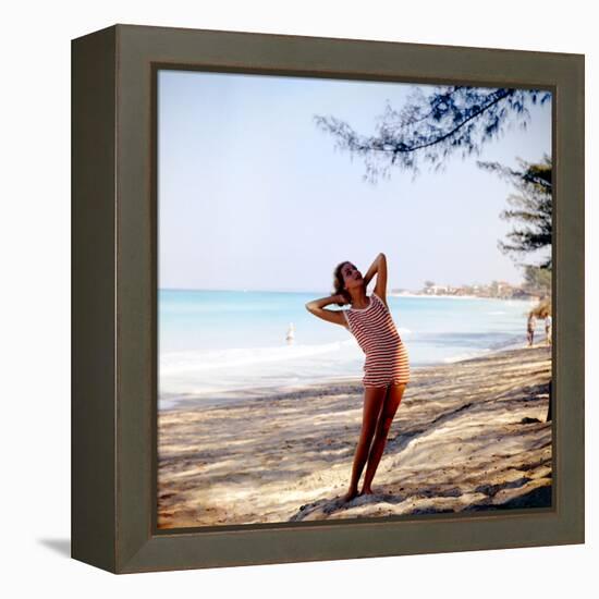 June 1956: Woman Modeling Beach Fashions in Cuba-Gordon Parks-Framed Premier Image Canvas