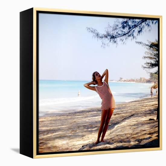 June 1956: Woman Modeling Beach Fashions in Cuba-Gordon Parks-Framed Premier Image Canvas