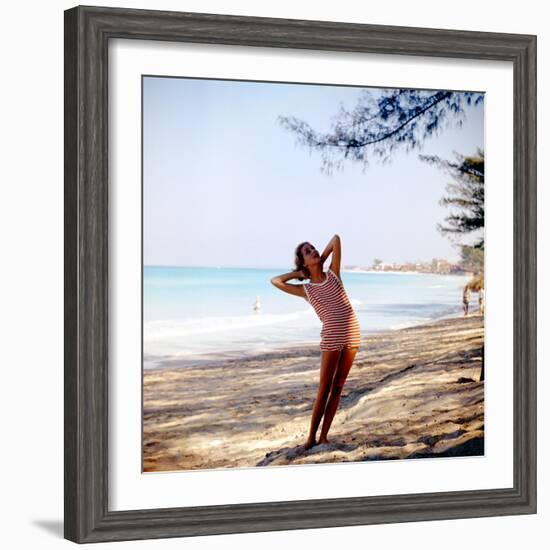 June 1956: Woman Modeling Beach Fashions in Cuba-Gordon Parks-Framed Photographic Print