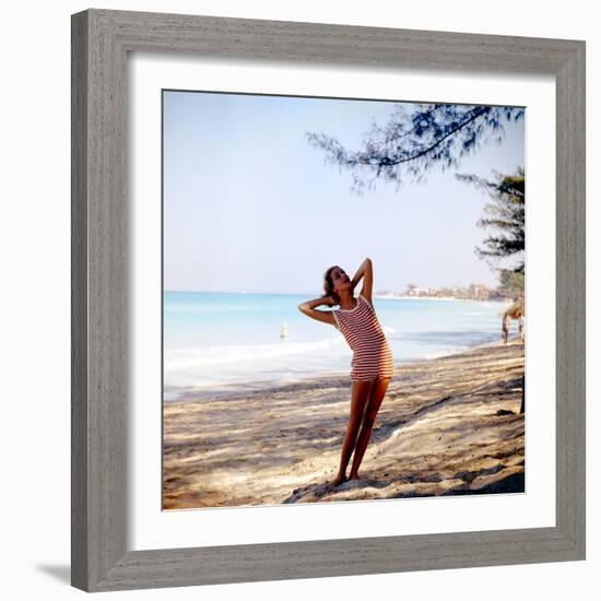 June 1956: Woman Modeling Beach Fashions in Cuba-Gordon Parks-Framed Photographic Print