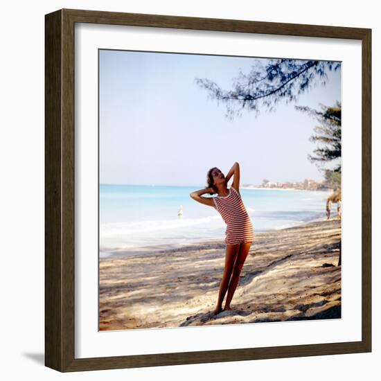 June 1956: Woman Modeling Beach Fashions in Cuba-Gordon Parks-Framed Photographic Print