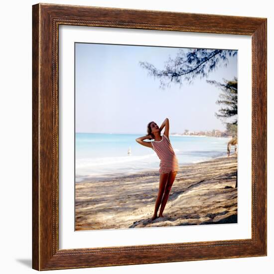 June 1956: Woman Modeling Beach Fashions in Cuba-Gordon Parks-Framed Photographic Print