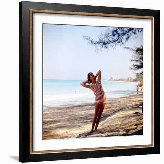 June 1956: Woman Modeling Beach Fashions in Cuba-Gordon Parks-Framed Photographic Print