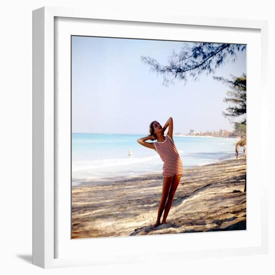 June 1956: Woman Modeling Beach Fashions in Cuba-Gordon Parks-Framed Photographic Print