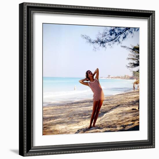 June 1956: Woman Modeling Beach Fashions in Cuba-Gordon Parks-Framed Photographic Print