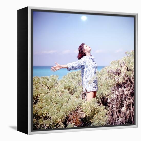 June 1956: Woman Modeling Beach Fashions in Cuba-Gordon Parks-Framed Premier Image Canvas