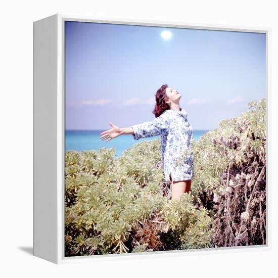 June 1956: Woman Modeling Beach Fashions in Cuba-Gordon Parks-Framed Premier Image Canvas