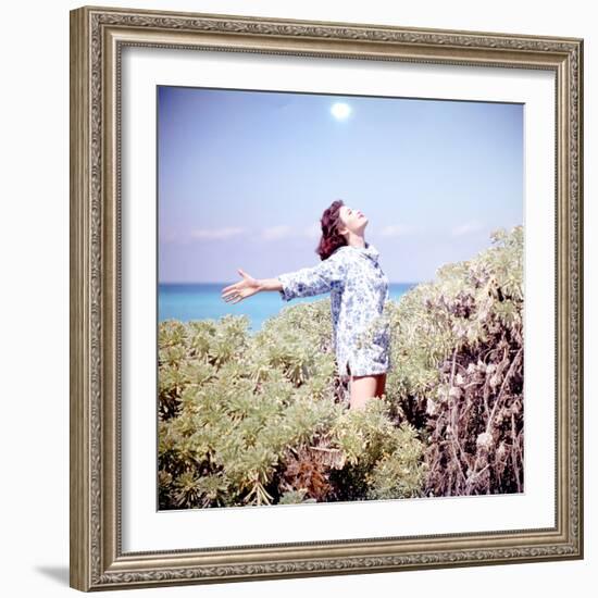 June 1956: Woman Modeling Beach Fashions in Cuba-Gordon Parks-Framed Photographic Print