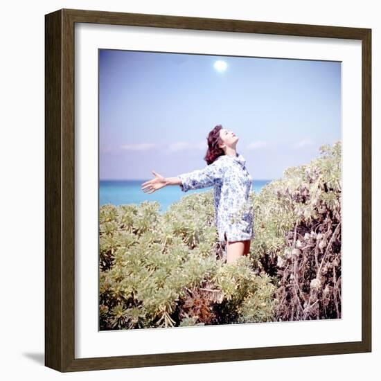 June 1956: Woman Modeling Beach Fashions in Cuba-Gordon Parks-Framed Photographic Print