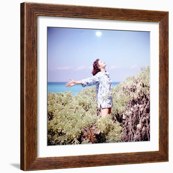 June 1956: Woman Modeling Beach Fashions in Cuba-Gordon Parks-Framed Photographic Print