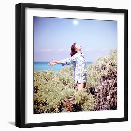 June 1956: Woman Modeling Beach Fashions in Cuba-Gordon Parks-Framed Photographic Print