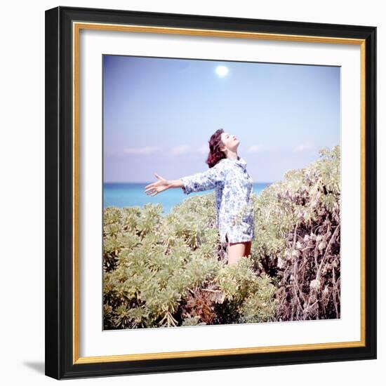 June 1956: Woman Modeling Beach Fashions in Cuba-Gordon Parks-Framed Photographic Print