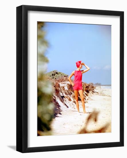 June 1956: Woman Modeling Beach Fashions in Cuba-Gordon Parks-Framed Photographic Print