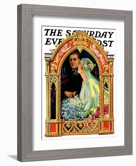 "June Bridal Couple," Saturday Evening Post Cover, June 22, 1929-Elbert Mcgran Jackson-Framed Giclee Print