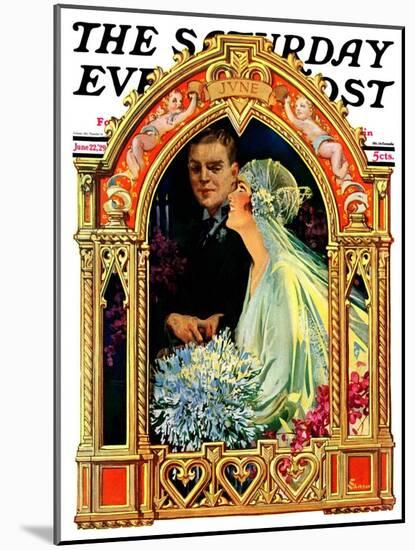 "June Bridal Couple," Saturday Evening Post Cover, June 22, 1929-Elbert Mcgran Jackson-Mounted Giclee Print