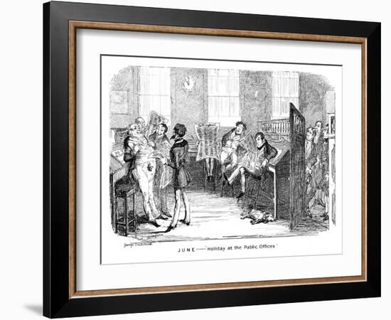 June - Holiday at the Public Offices, C1836-George Cruikshank-Framed Giclee Print