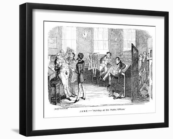 June - Holiday at the Public Offices, C1836-George Cruikshank-Framed Giclee Print