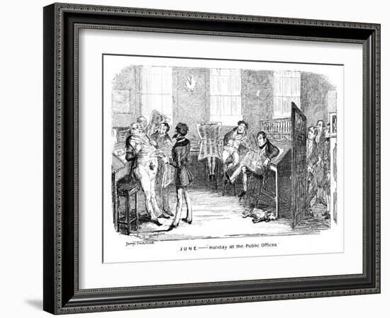 June - Holiday at the Public Offices, C1836-George Cruikshank-Framed Giclee Print