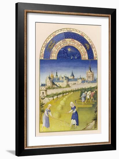 June Making Hay Within Sight of the Royal Palace at Paris the Sainte Chapelle and the Conciergerie-Pol De Limbourg-Framed Art Print