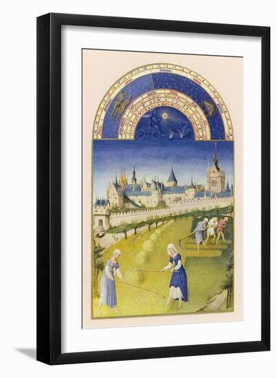 June Making Hay Within Sight of the Royal Palace at Paris the Sainte Chapelle and the Conciergerie-Pol De Limbourg-Framed Art Print