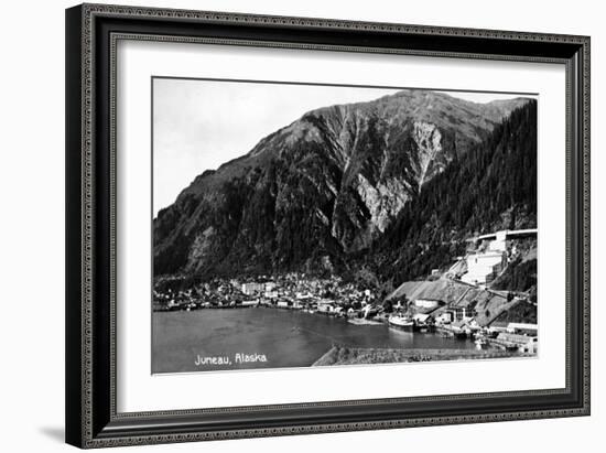 Juneau, Alaska - Aerial View of Town and Coast-Lantern Press-Framed Art Print