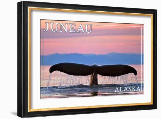 Juneau, Alaska - Humpback Fluke and Sunset-Lantern Press-Framed Art Print