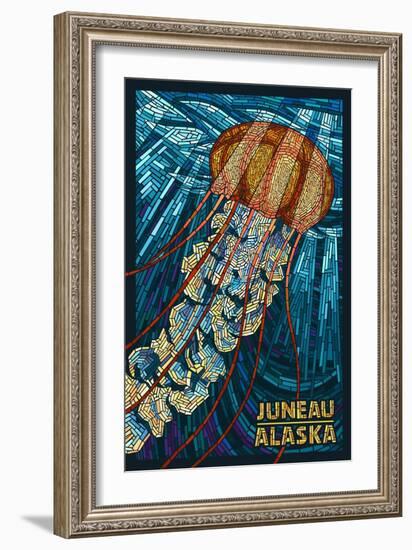 Juneau, Alaska - Jellyfish Mosaic-Lantern Press-Framed Art Print