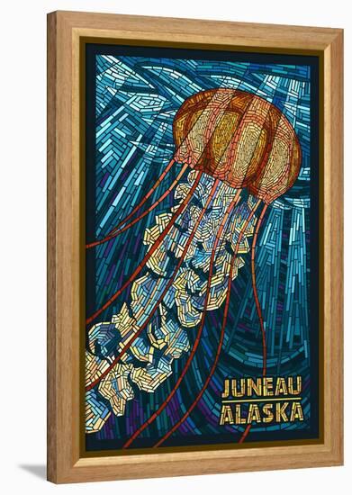 Juneau, Alaska - Jellyfish Mosaic-Lantern Press-Framed Stretched Canvas