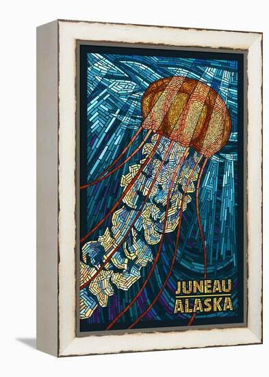 Juneau, Alaska - Jellyfish Mosaic-Lantern Press-Framed Stretched Canvas