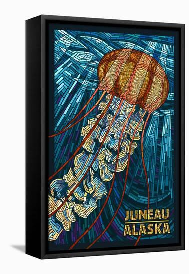 Juneau, Alaska - Jellyfish Mosaic-Lantern Press-Framed Stretched Canvas