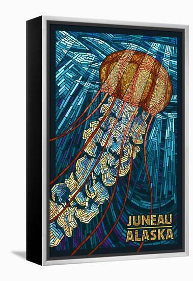 Juneau, Alaska - Jellyfish Mosaic-Lantern Press-Framed Stretched Canvas
