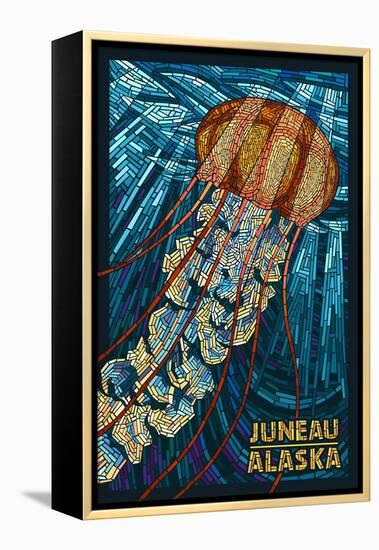 Juneau, Alaska - Jellyfish Mosaic-Lantern Press-Framed Stretched Canvas