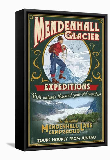 Juneau, Alaska - Mendenhall Glacier Tours-Lantern Press-Framed Stretched Canvas