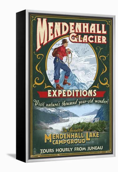 Juneau, Alaska - Mendenhall Glacier Tours-Lantern Press-Framed Stretched Canvas