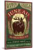 Juneau, Alaska - Moose Ale-Lantern Press-Mounted Art Print